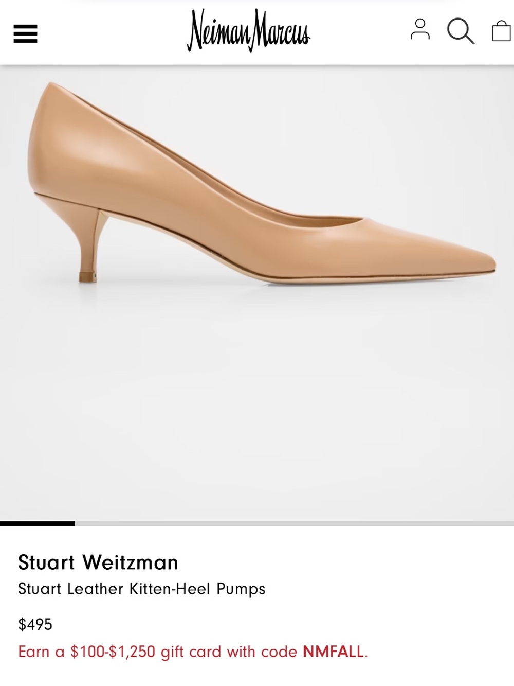 Stuart Weitzman Leather Kitten-Heel Pumps